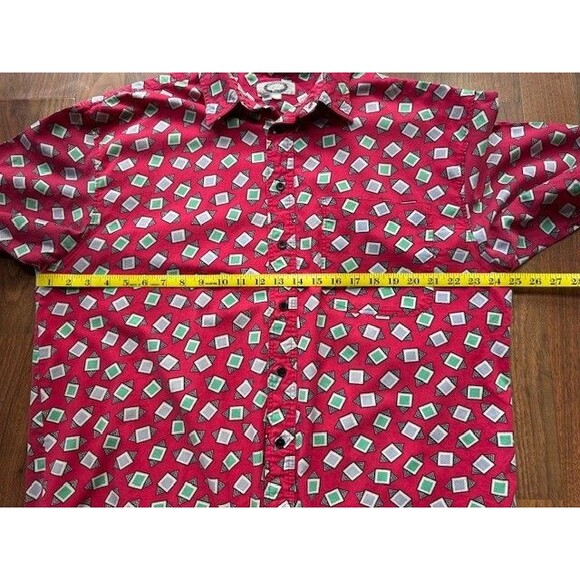 Vintage‎ Members Only Button Short Sleeve Shirt All Over Geometric Print LRG - Picture 4 of 7